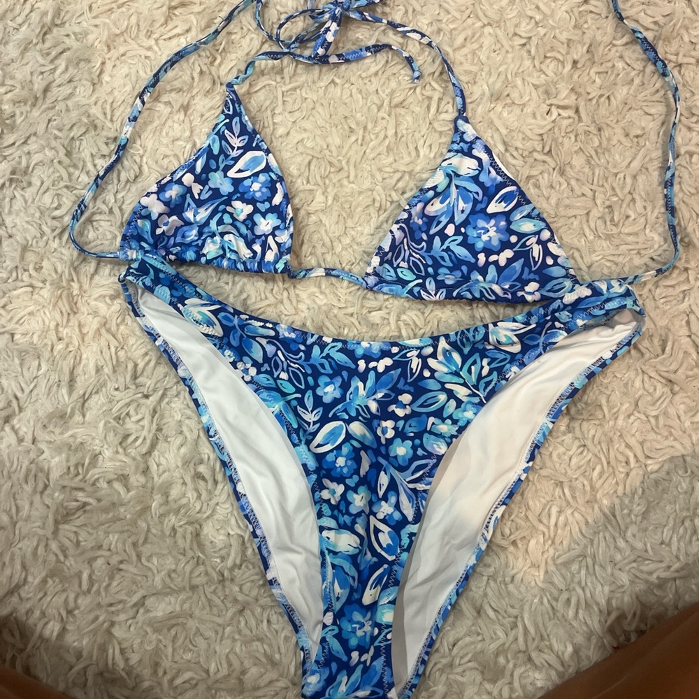 Blue Floral Bikini Set